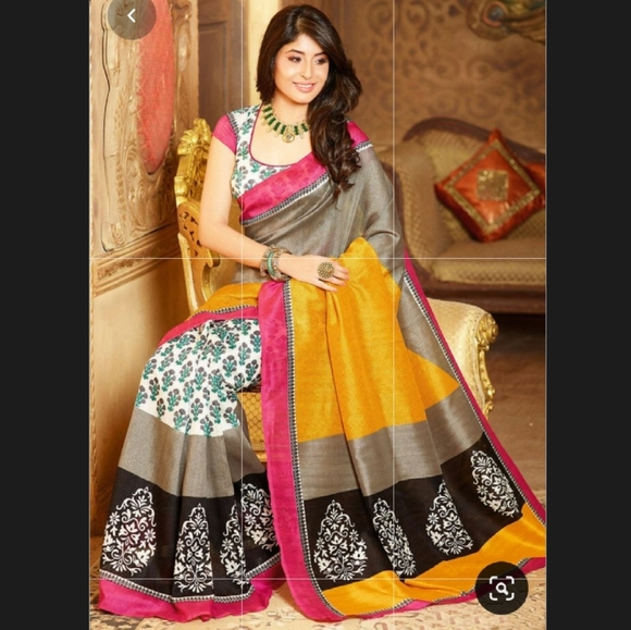 UtsavFashion Art Silk Saree with Blouse - Picture 1 of 2